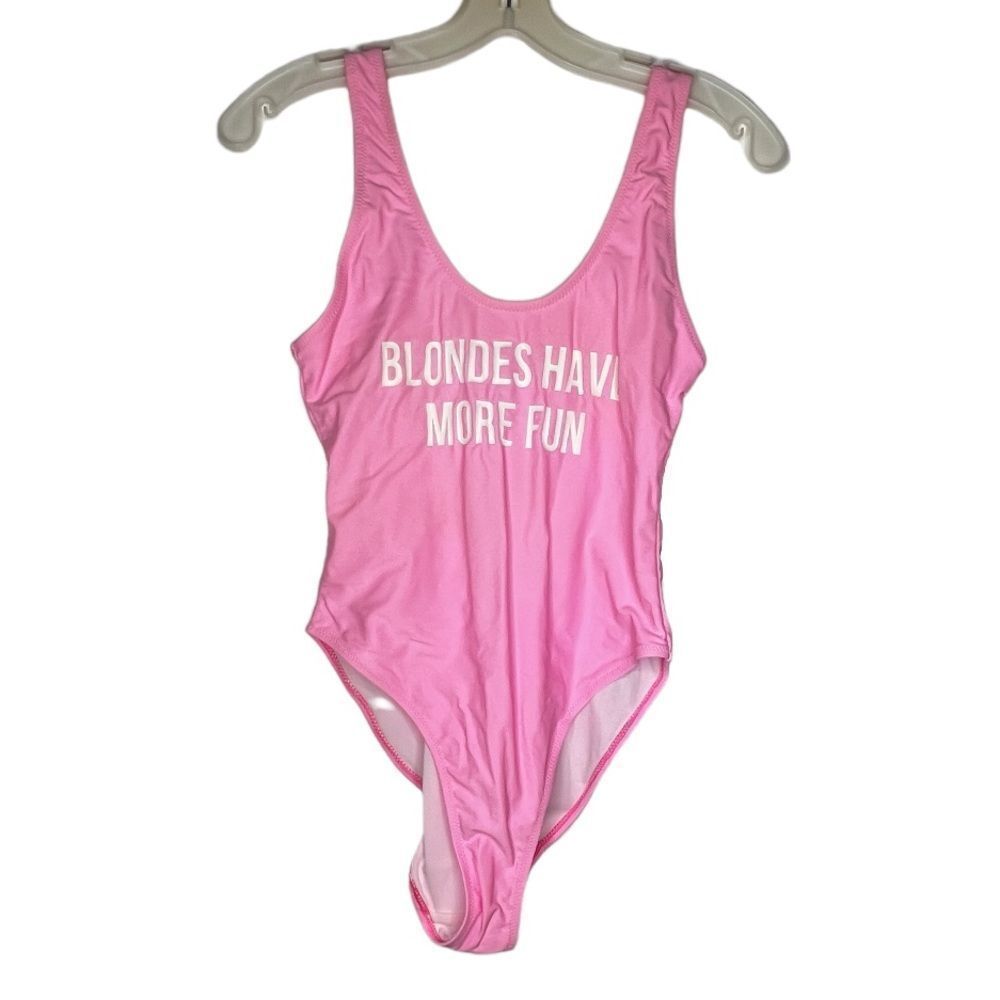 Missguided "Blondes Have More Fun" One Piece Bathing‎ Suit